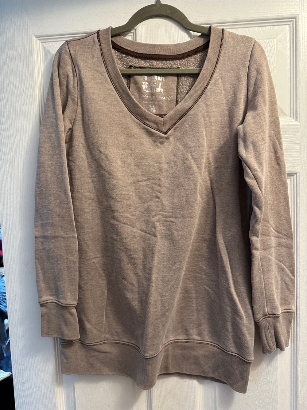 Victoria's Secret Taupe V-Neck Long Sleeve Pullover Sweatshirt